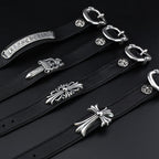Chrome Hearts Cuff Plate Gunslinger Leather Bracelet For Men