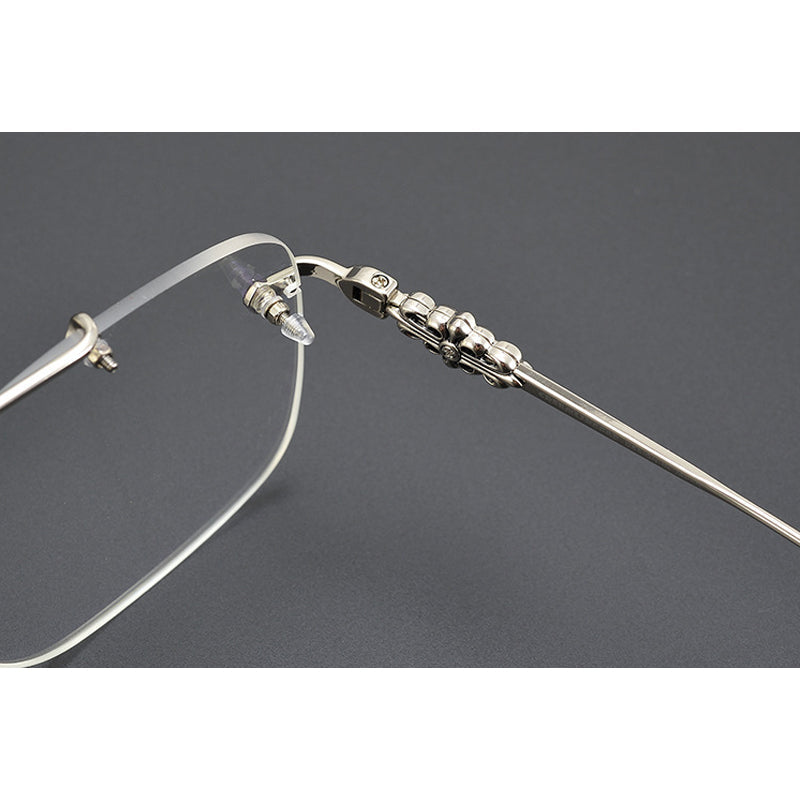 CHH Chrome Hearts Glasses Fashion Double Beam Frameless Myopia Glasses Frame