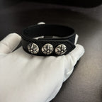 Chrome Hearts Cross Snap Leather Bracelet