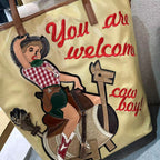 Chh Chrome Heart Leather Bag Embroidered Cartoon Tote Bag