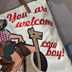 Chh Chrome Heart Leather Bag Embroidered Cartoon Tote Bag