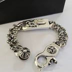 Chrome Hearts 925 Sterling silver Dagger Bracelet Cross ID Bracelet