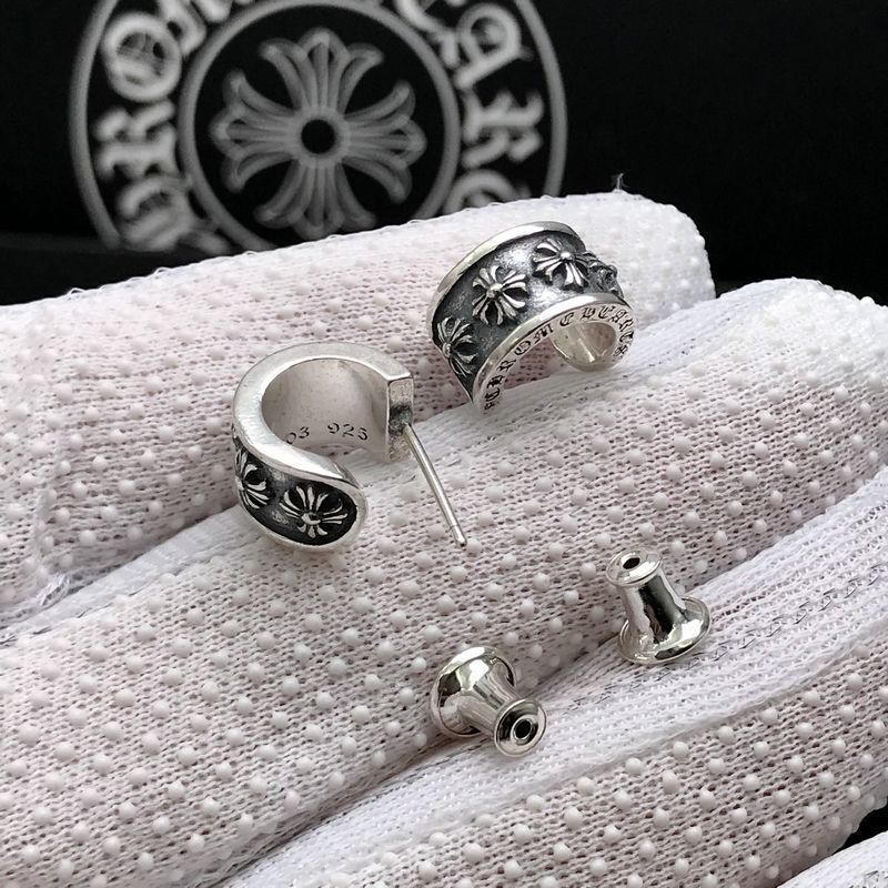 Chrome Hearts ear plug half hoop cross flower earrings