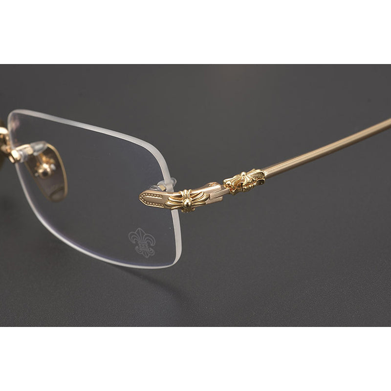 CHH Chrome Hearts Glasses Square Frameless Pure Titanium Ultra Light Myopia Glasses Frame
