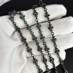 Chrome Hearts black cross inlaid with green zircon necklace