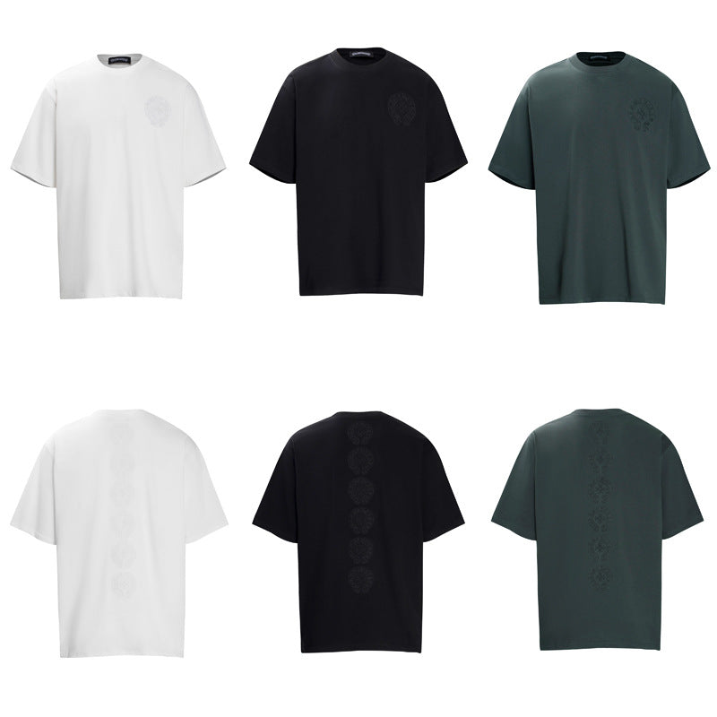 CHH Chrome Heart T Shirts Crowe Cross Print Short Sleeve T-Shirt Loose