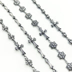 Chrome Hearts 925 Sterling silver cross flower skull splicing bracelet
