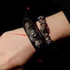 Chrome Hearts Cross Snap Leather Bracelet