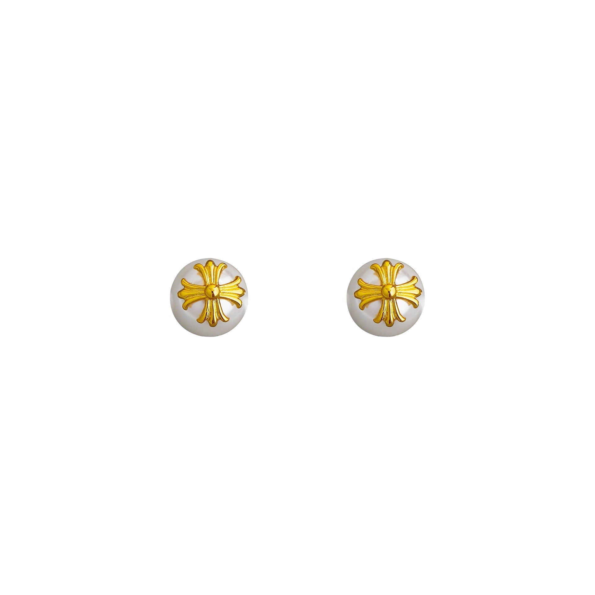 Chrome Hearts cross pearl earrings