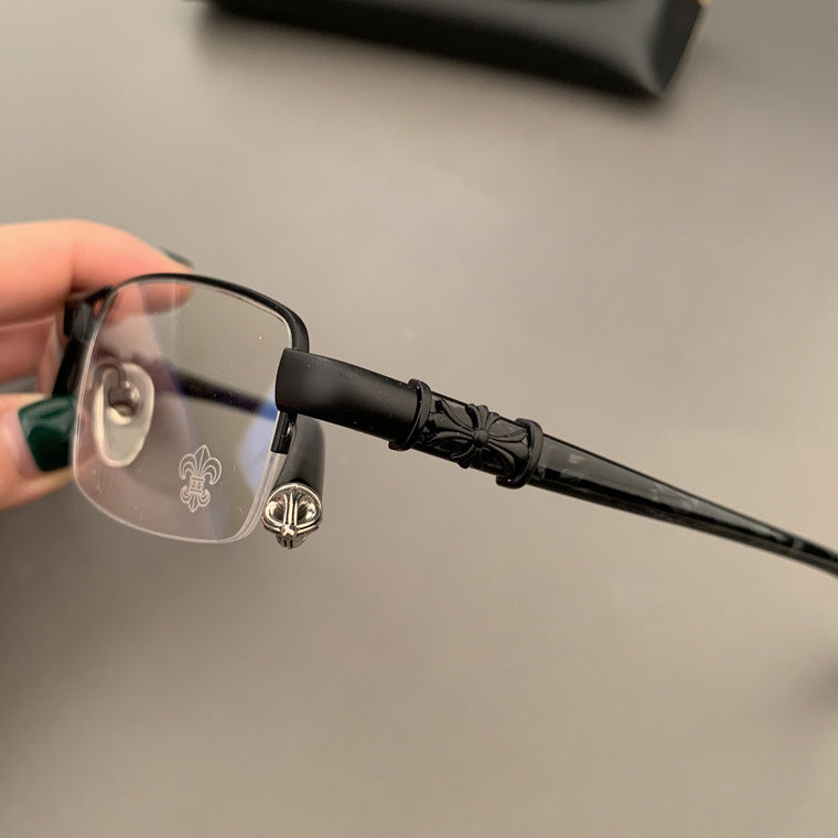 CHH Chrome Hearts Glasses Half Frame Square Glasses Frame Literary Retro Business