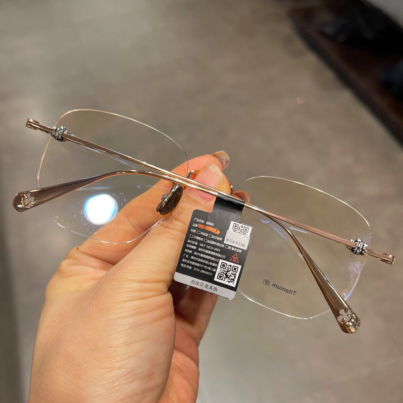 CHH Chrome Hearts Glasses Vintage Pure Titanium Frameless Perforated Ultra Light Frame