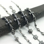 Chrome Hearts 925 Sterling silver cross flower skull splicing bracelet