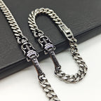 Chrome Hearts Silver Cuban chain curved bracelet