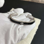 Chrome Hearts Silver 925 French lily backed with stingray leather