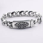 chrome hearts 925 Sterling silver Floral Cross Diamond ID Bracelet