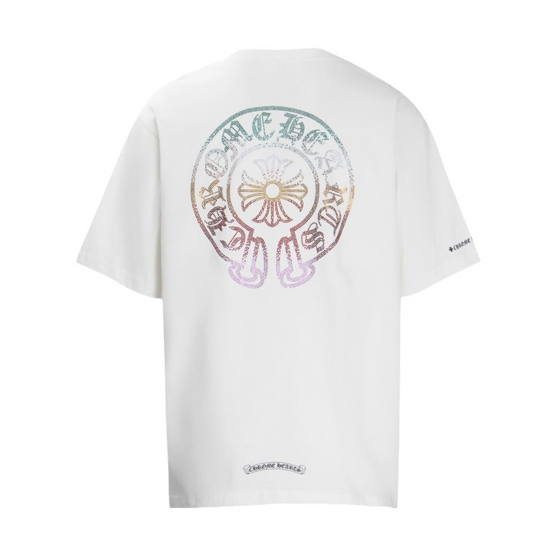 CHH Chrome Heart T Shirts Horseshoe Sanskrit Cross Color Hot Diamond Short Sleeve T-Shirt