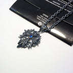 Chrome Hearts black bloody mary cross cool blue zircon necklace