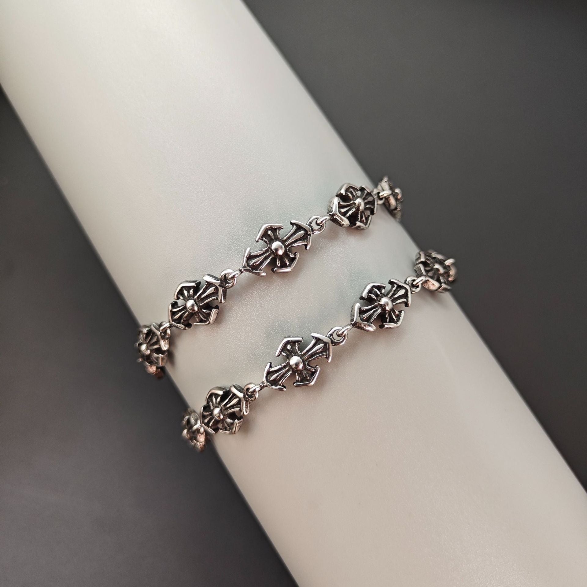 Chrome Hearts cross Silver Daisy retro bracelet