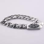chrome hearts 925 Sterling silver Floral Cross Diamond ID Bracelet