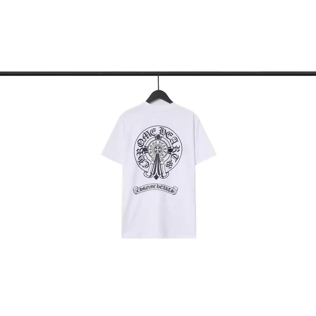 CHH Chrome Heart T Shirts Croix Cross Color Leather Printed Short Sleeve T-Shirt