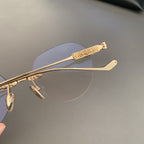 CHH Chrome Hearts Glasses Frameless Perforated Round Vintage Myopia Glasses Frame