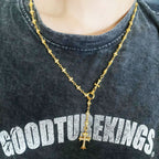 Chrome Hearts 22K gold cross diamond necklace