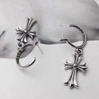 Chrome Hearts diamond cross punk earrings