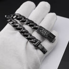 Chrome Hearts black full diamond holy Dagger ID Bracelet