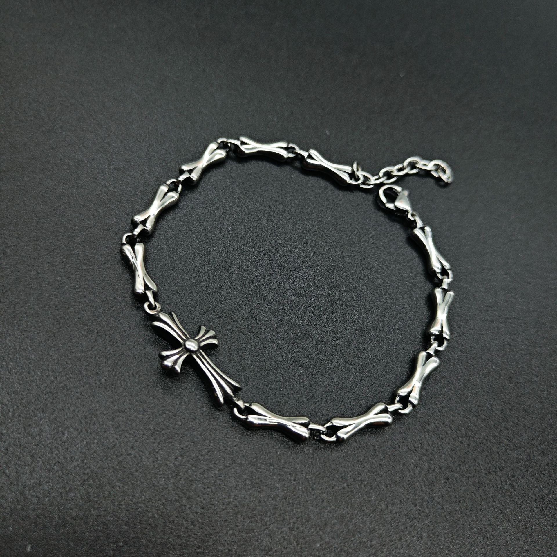 Chrome Hearts 925 Sterling silver cross flower skull splicing bracelet