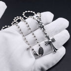 Chrome Hearts classic diamond round bead cross necklace