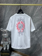 CHH Chrome Hearts T Shirt Phantom Cross Group Red Horseshoe Short Sleeve