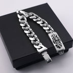 chrome hearts 925 Sterling silver Floral Cross Diamond ID Bracelet