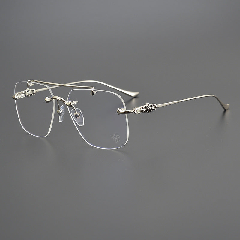 CHH Chrome Hearts Glasses Fashion Double Beam Frameless Myopia Glasses Frame