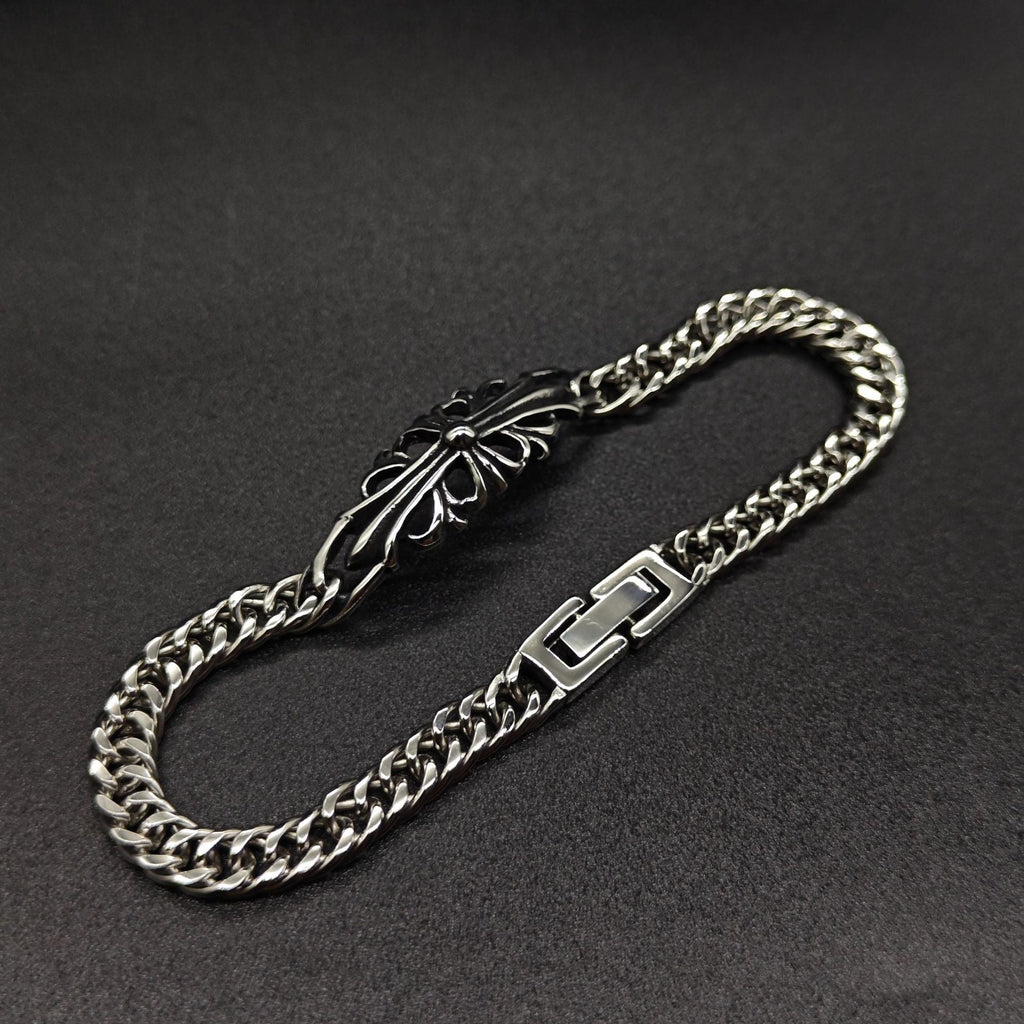 Chrome Hearts curved cross flower S925 bracelet
