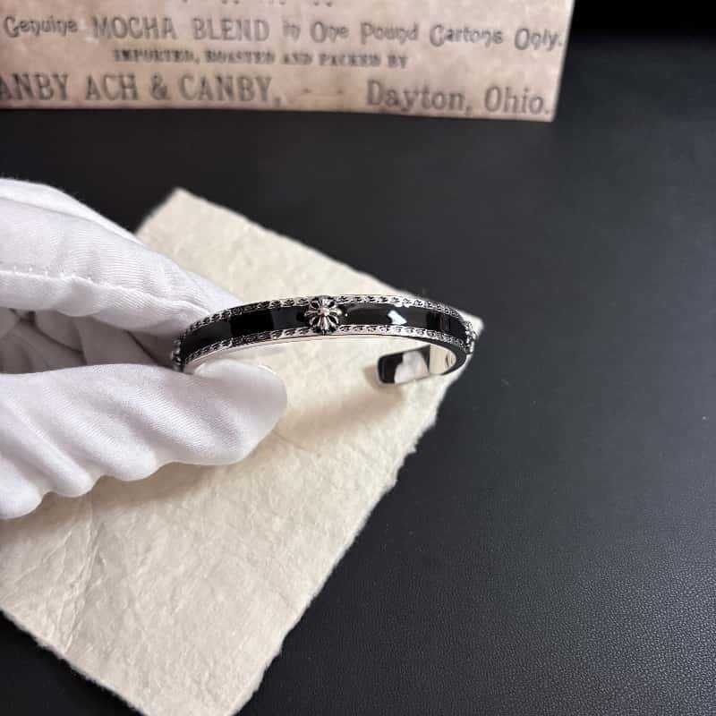 Chrome Hearts Silver 925 French lily backed with stingray leather