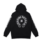 CHH Chrome Heart Hoodie Crowe Horseshoe Burning Cross Print Long Sleeve Sweater