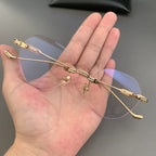 CHH Chrome Hearts Glasses Frameless Perforated Round Vintage Myopia Glasses Frame