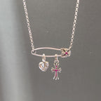 Chrome Hearts 925 silver brooch red diamond heart cross necklace