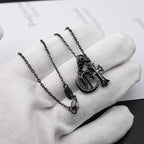 Chrome Hearts black letter diamond cross necklace