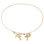 Chrome Hearts Gold Diamond-Inlaid Pin with Three Cross Pendants