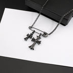 Chrome Hearts black green diamond double cross brooch necklace