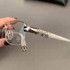 CHH Chrome Hearts Glasses Half Frame Square Glasses Frame Literary Retro Business