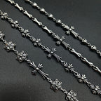 Chrome Hearts 925 Sterling silver cross flower skull splicing bracelet