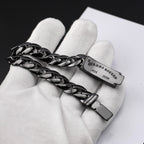 Chrome Hearts black full diamond holy Dagger ID Bracelet