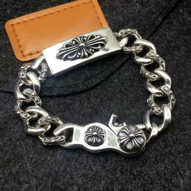 Chrome Hearts 925 Sterling silver Thick Domineering Cross Bracelet