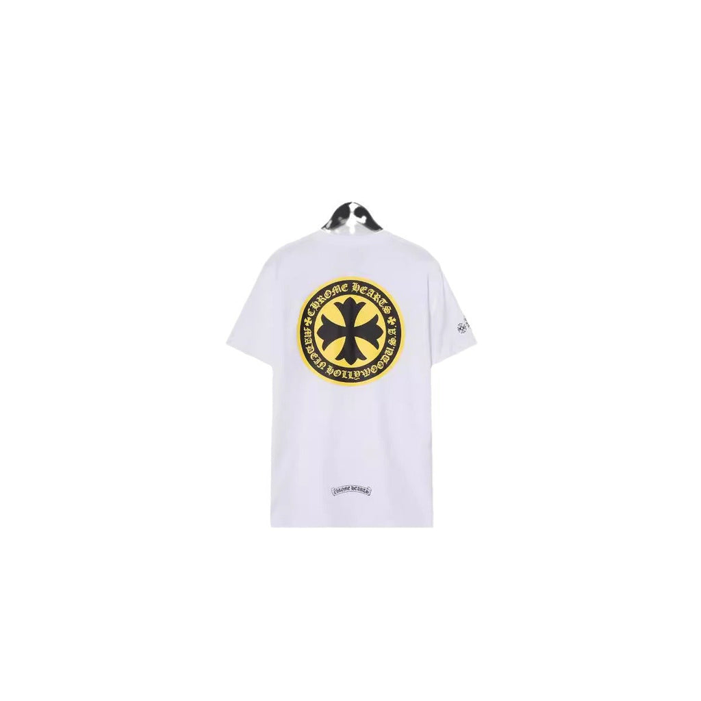 CHH Chrome Heart T Shirts Sanskrit Large Logo Cross Print Short Sleeve T-Shirt
