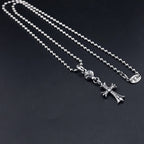 Chrome Hearts classic diamond round bead cross necklace