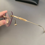 CHH Chrome Hearts Glasses Frameless Perforated Round Vintage Myopia Glasses Frame