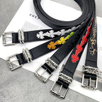 Chh Chrome Heart Belt Colored Cross Flower Lychee Pattern
