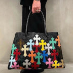 Chh Chrome Heart Leather Bag Cross Colored Shopping Bag